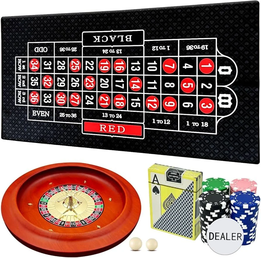 Roulette-felt med rødt og sort